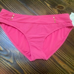 Pink Bikini Bottom with Gold Accents